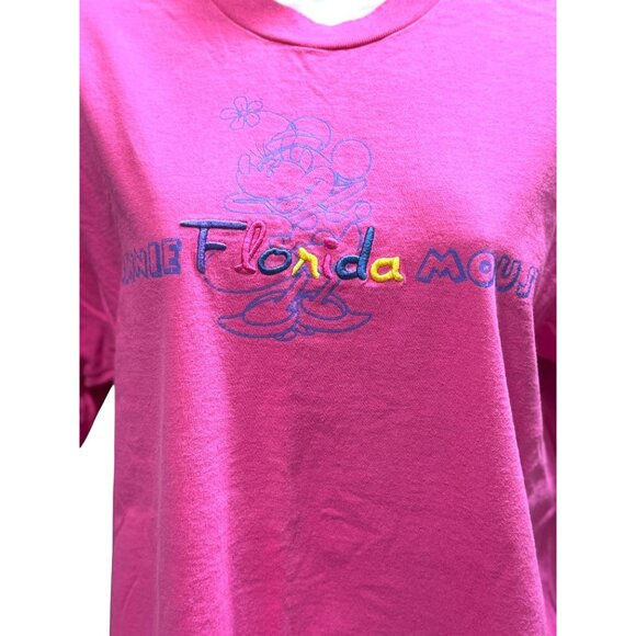 Disney Women's Minnie Mouse Florida Embroidered Graphic Pink T-Shirt - Picture 4 of 15